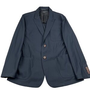 Giorgio Armani Rice Stitch Blazer Jacket 50 Navy Blue Peak Lapel Single Breasted